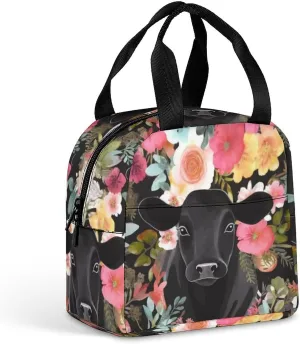 Lunch Bag for Women Men Steer Floral Lunch Box Lunch Tote Bag Small Leakproof Cooler for Work Picnic Travel