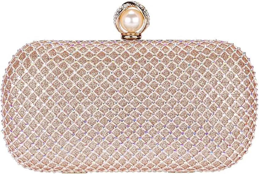 M106 Glitter Clutch Purse For Women Sparkly evening bags Prom Party Handbag Rose Gold