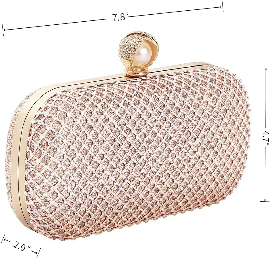 M106 Glitter Clutch Purse For Women Sparkly evening bags Prom Party Handbag Rose Gold