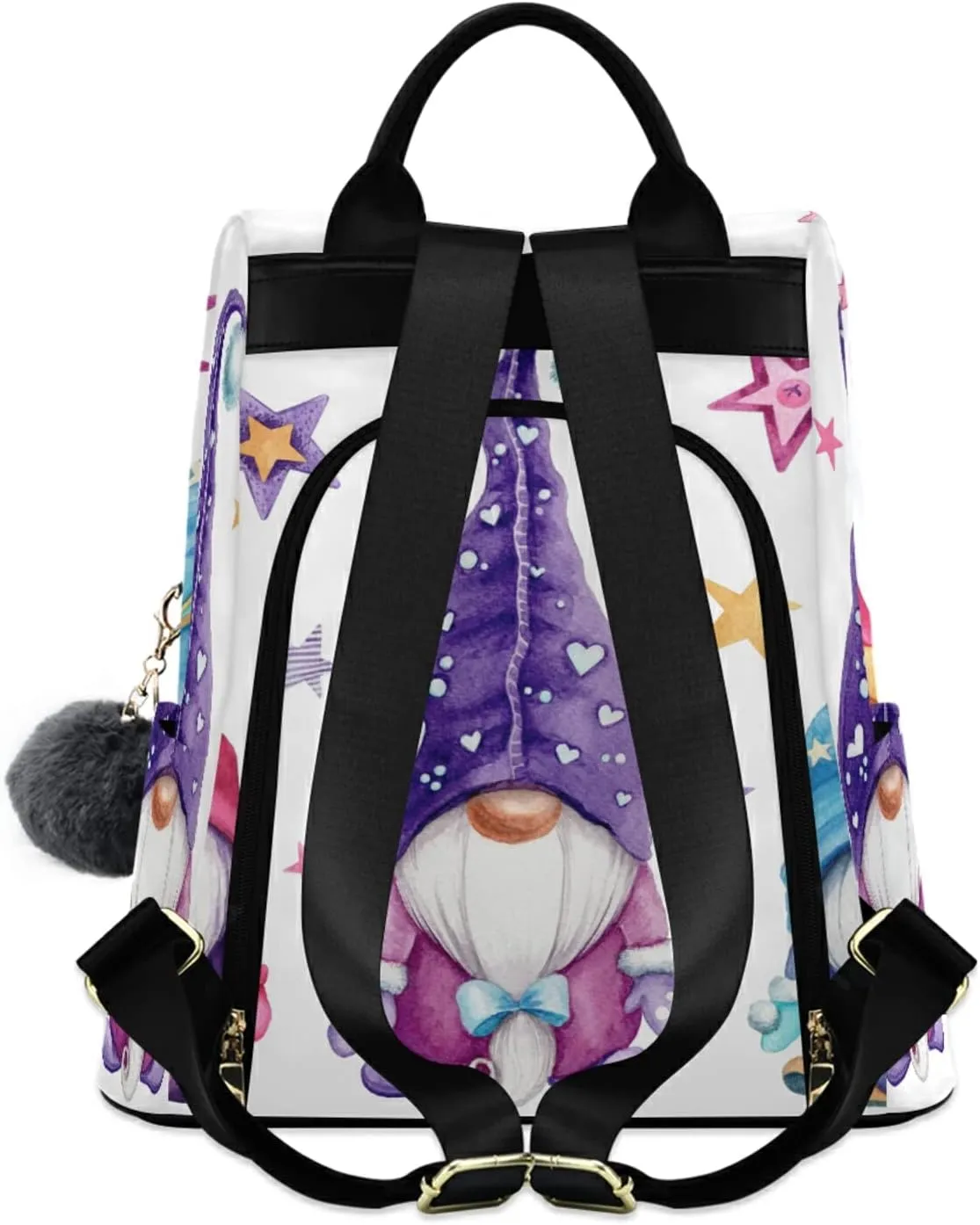 Magic Gnomes Backpacks Purse for Women Girls Ladies Anti Theft Fashion Medium Size Mini Shoulder Bag with Keychain