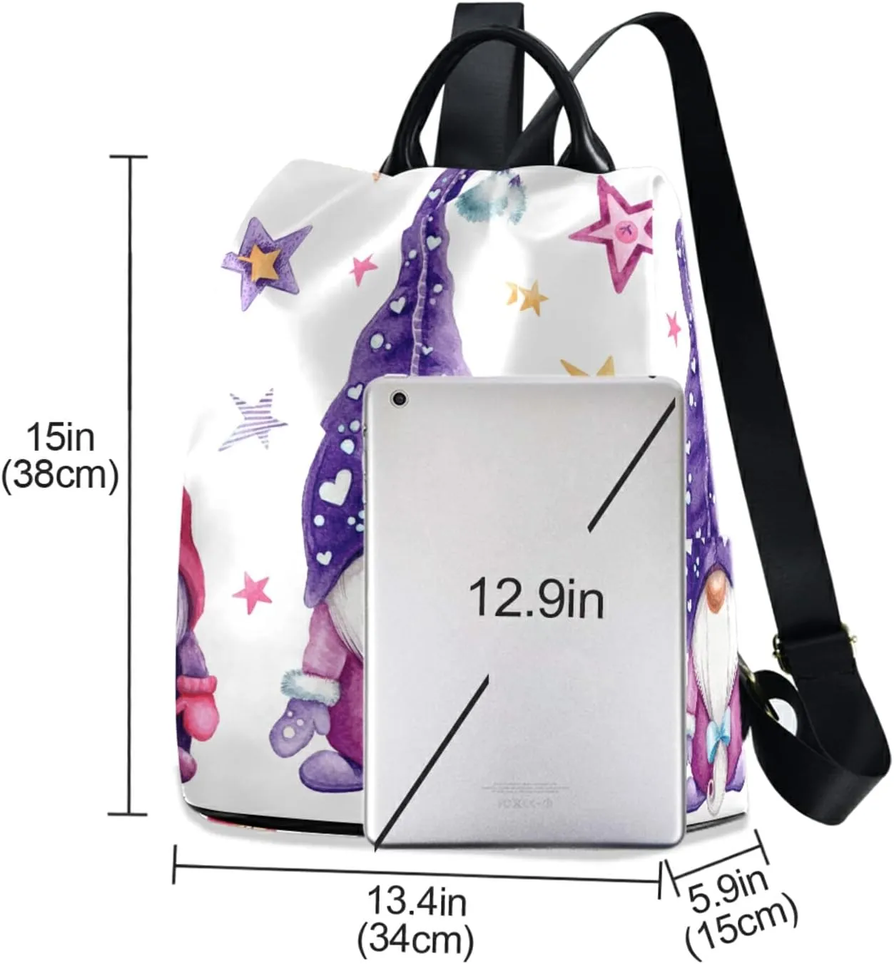 Magic Gnomes Backpacks Purse for Women Girls Ladies Anti Theft Fashion Medium Size Mini Shoulder Bag with Keychain