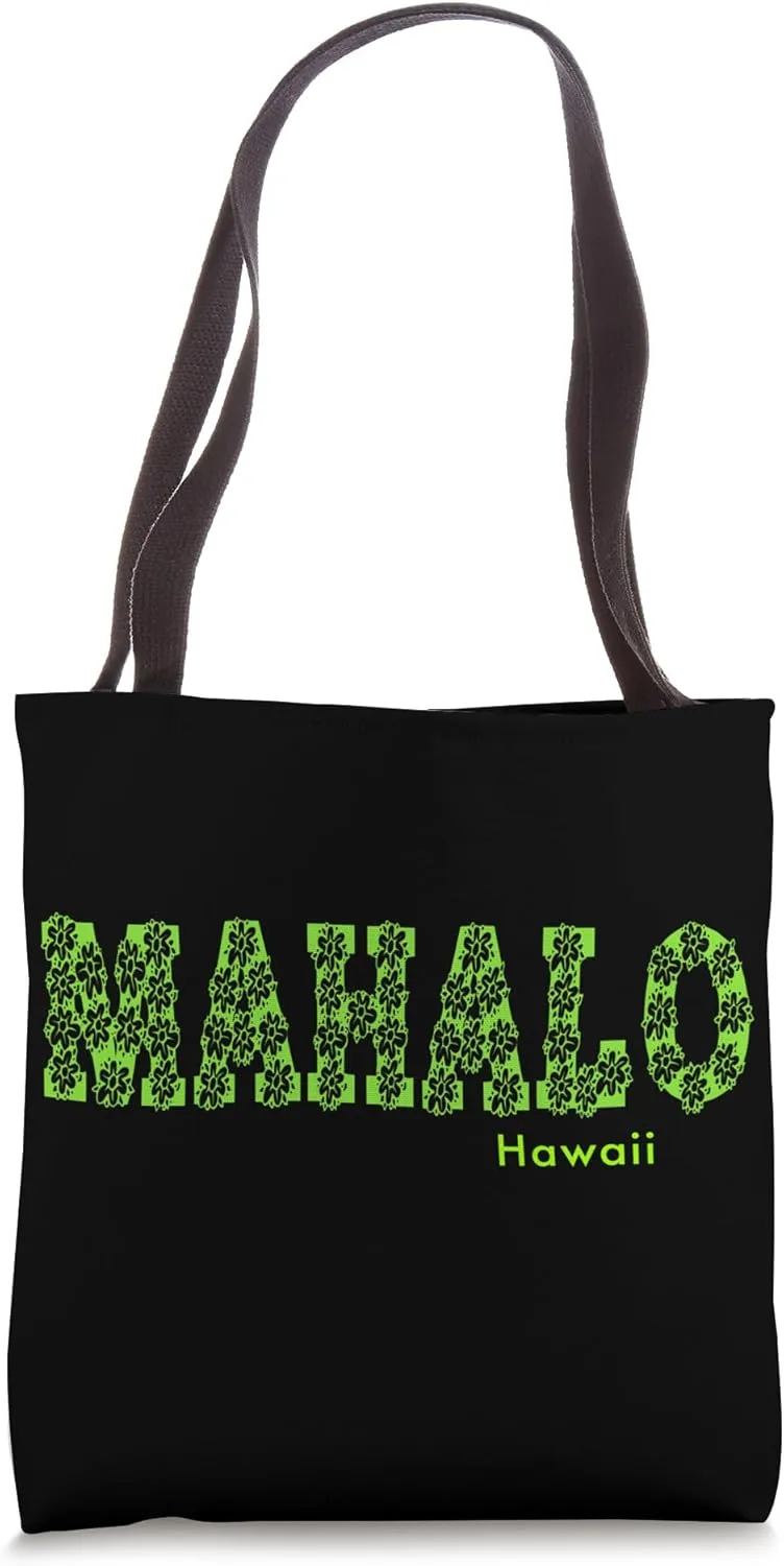 Mahalo Hawaii Flowers Tote Bag