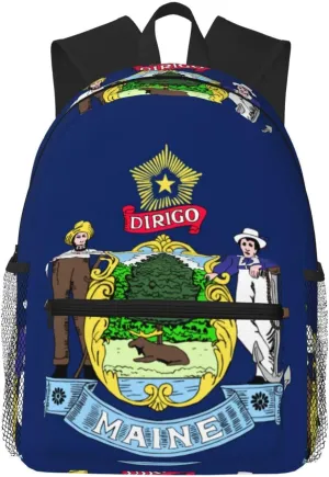 Maine State Flag Business Laptop Backpack For Men,Travel Backpack College Backpacks for 15.7 Inch