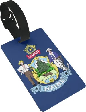 Maine State Flag Print Luggage Tags for Suitcases Travel Tags for Luggage, Backpacks, Baggage and Bags Women,Men
