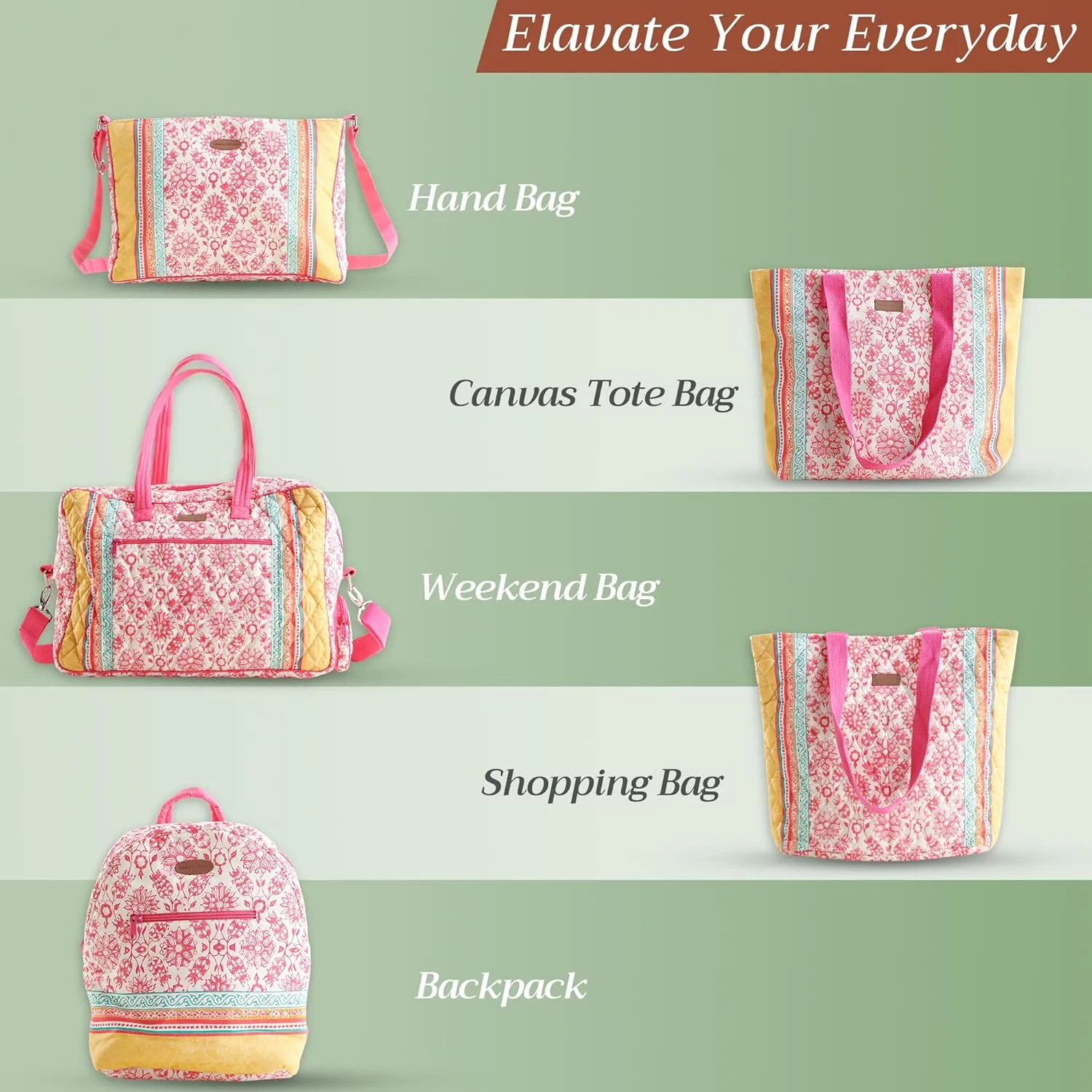 Maison d' Hermine Cross Body Bag Cotton Adjustable Shoulder Strap Hand Bag Tote purse with Zippered & Slip Pockets