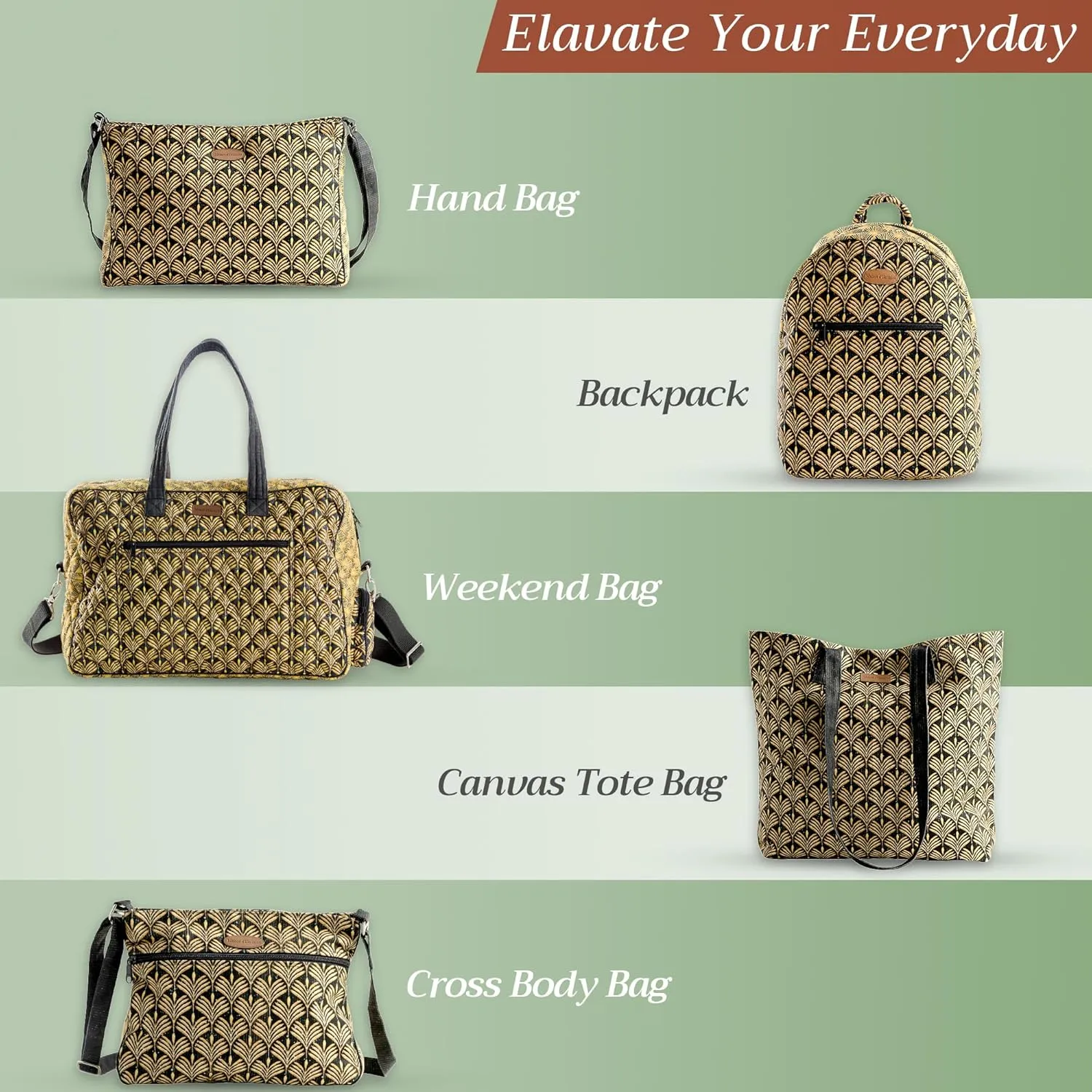 Maison d' Hermine Shopping Bag Cotton Quilted Tote Bag with Zipper Pockets & Small Pouch Grocery Bag for Work Travel Lunch