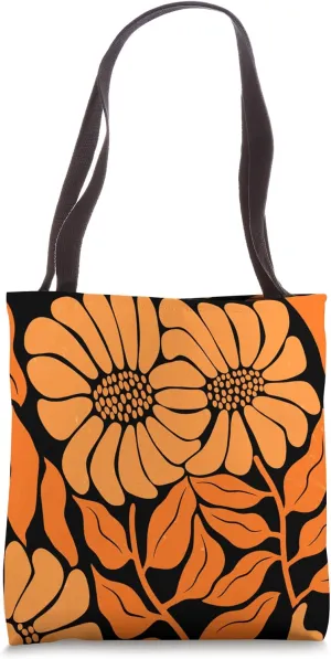 Matisse Style Artful Boho Floral Stretched Orange Sunflowers Tote Bag