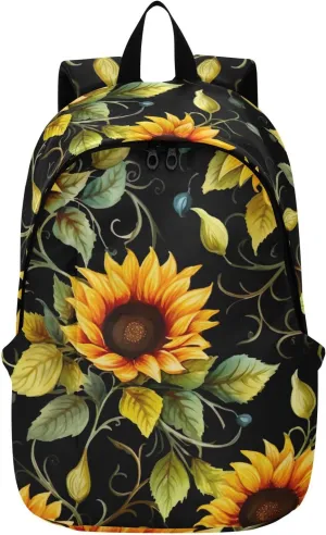 MCHIVER Travel Backpack Sunflower Watercolor Flowers Casual Daypack Backpacks Lightweight Carry on Bag Water Resistant Hiking Backpack for Women and Men