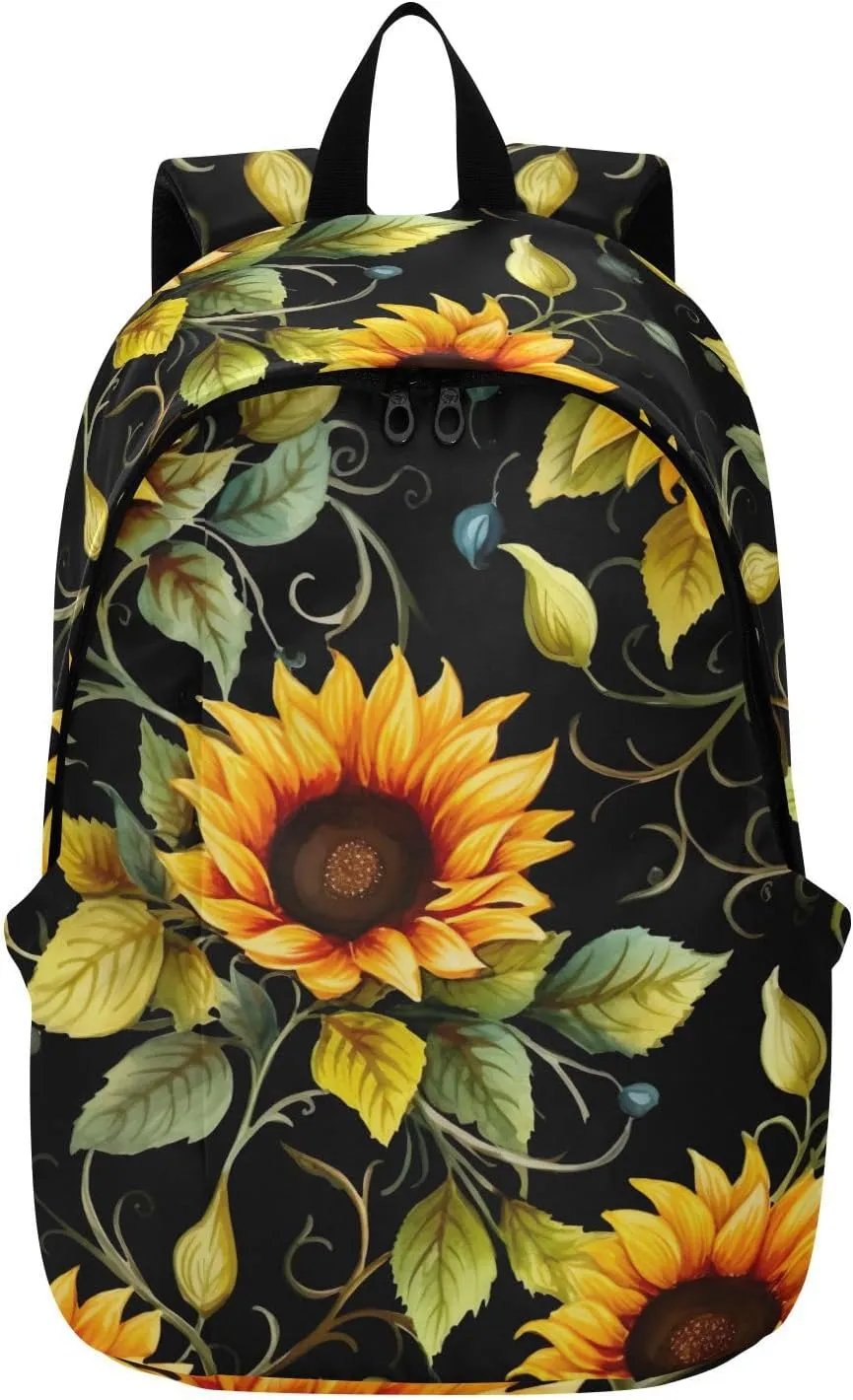 MCHIVER Travel Backpack Sunflower Watercolor Flowers Casual Daypack Backpacks Lightweight Carry on Bag Water Resistant Hiking Backpack for Women and Men