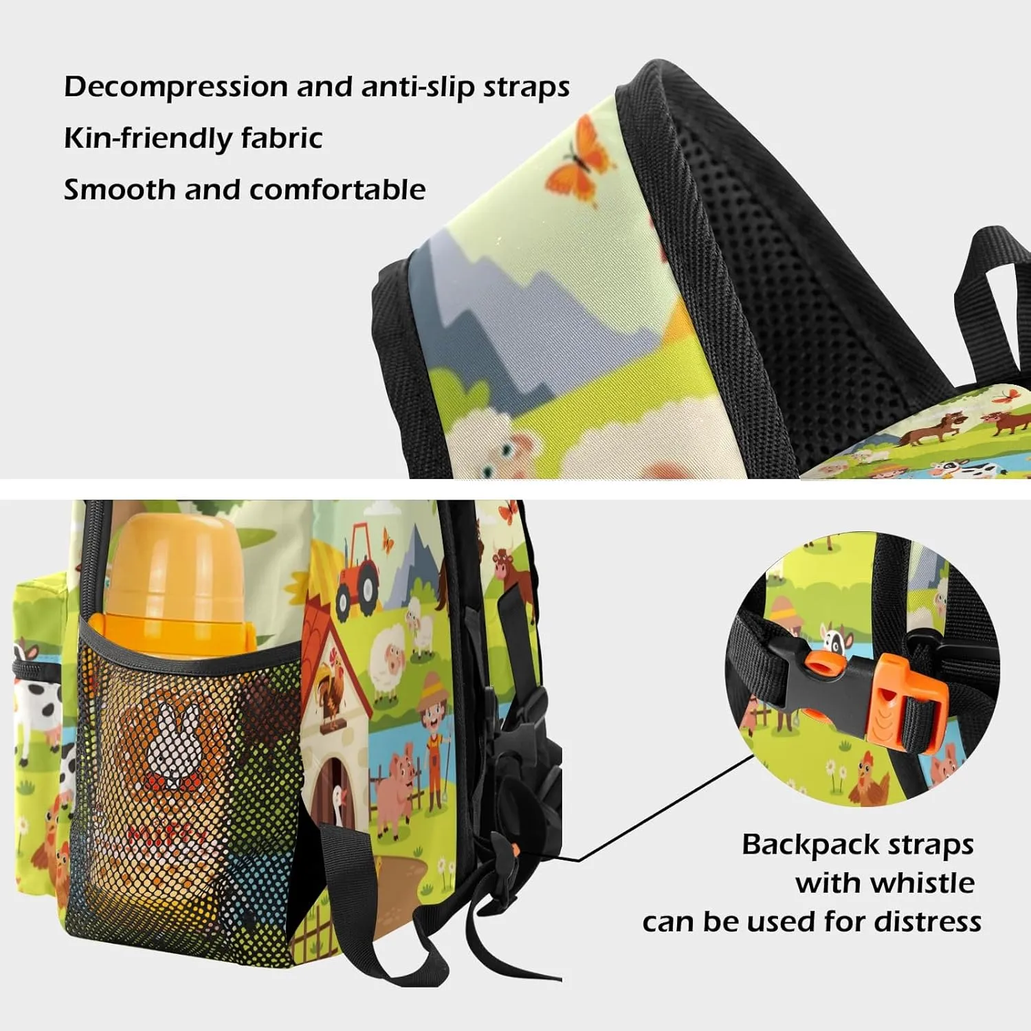 Meadow Animals Personalized Kids Toddler Backpack for Boys Girls,Custom School Kindergarten Travel Bookbag