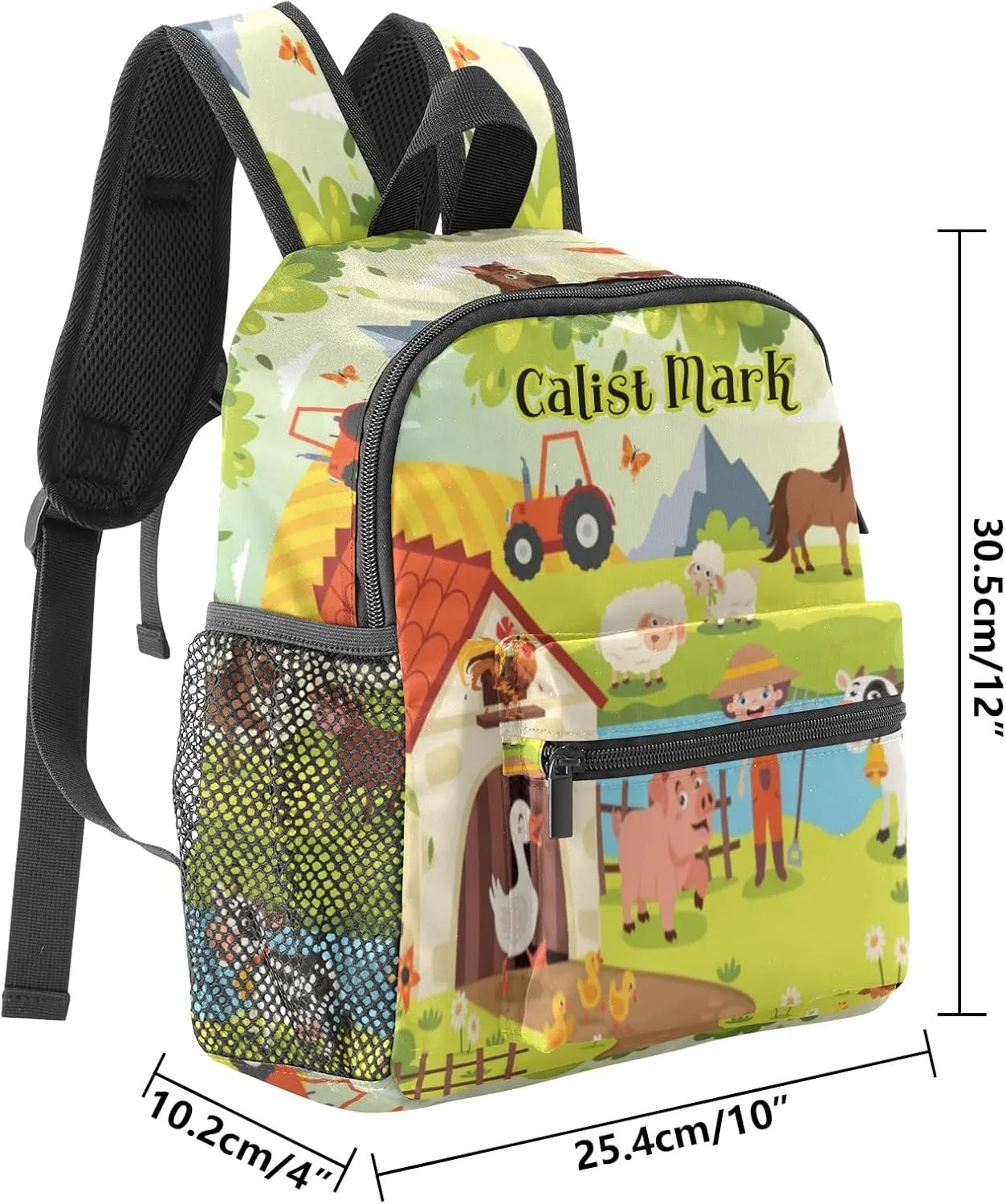 Meadow Animals Personalized Kids Toddler Backpack for Boys Girls,Custom School Kindergarten Travel Bookbag