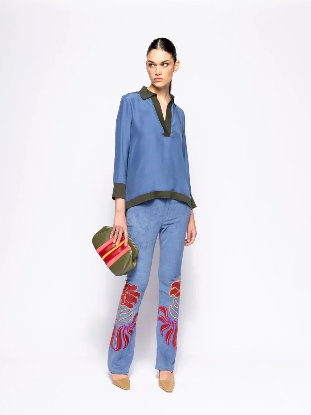 Medine Duffel Bag Leather and Suede Clutch