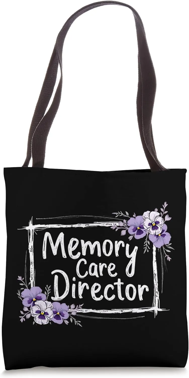 Memory Care Director Purple Floral Pansies Design Tote Bag