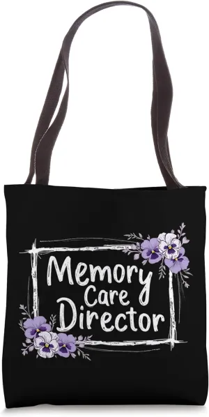 Memory Care Director Purple Floral Pansies Design Tote Bag