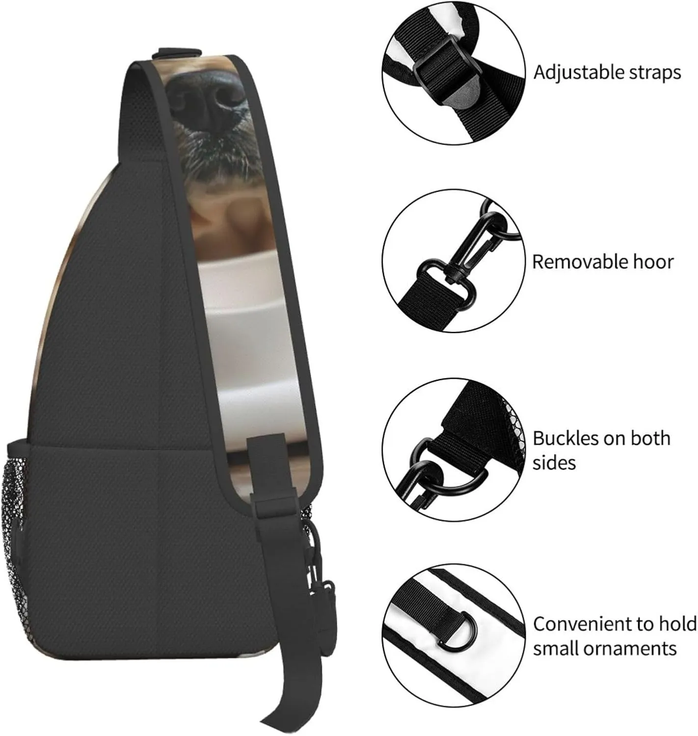 Men's Cute Dog Bone Bowl Woof Paw Print Crossbody Shoulder Bag Travel Hiking Daypack for Women Crossbody Sling Backpack