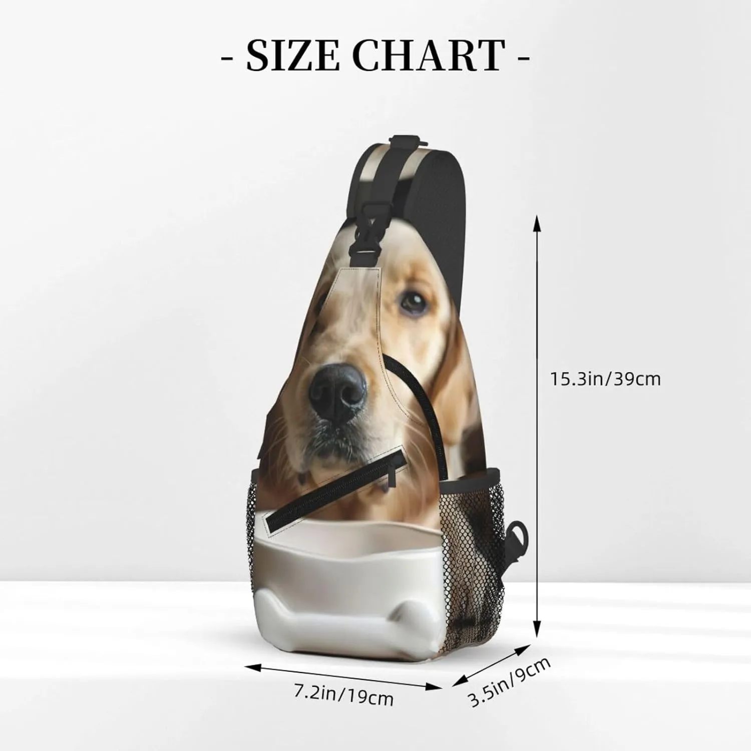 Men's Cute Dog Bone Bowl Woof Paw Print Crossbody Shoulder Bag Travel Hiking Daypack for Women Crossbody Sling Backpack