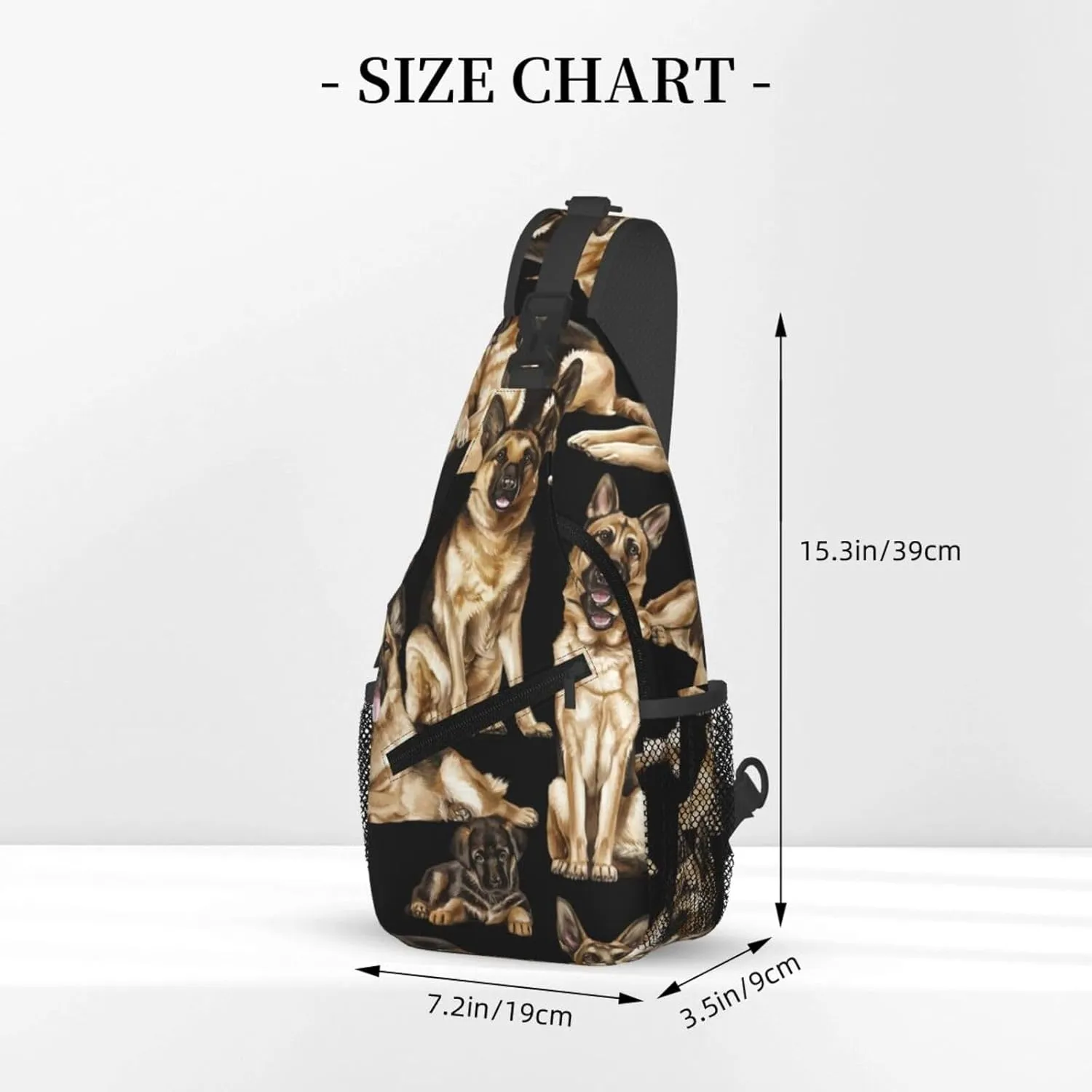 Men's German shepherd dog Print Crossbody Shoulder Bag Travel Hiking Daypack for Women Crossbody Sling Backpack