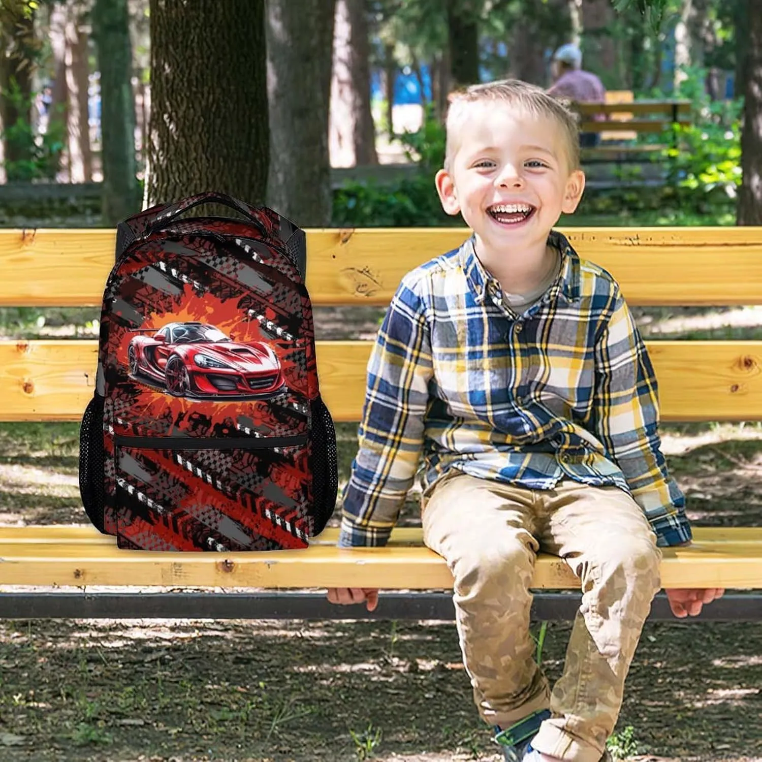 Mercuryelf Backpack for Boys - 17 Inch Bookbag for Primary Middle - Cool Racing Car Backpacks - Children's School Bag