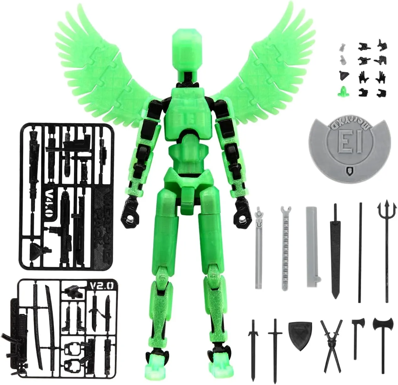 MerryXD T13 Action Figure,Assembly Completed Dummy Nova Titan Lucky 13 Action Figure 3D Printed Multi-Jointed Movable Toy Grow in The Dark Green