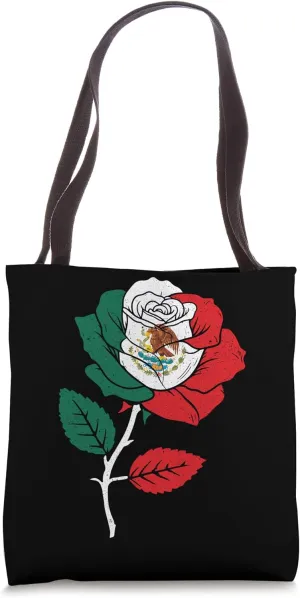 Mexican Rose Mexico Independence Mexican Flag Floral Tote Bag