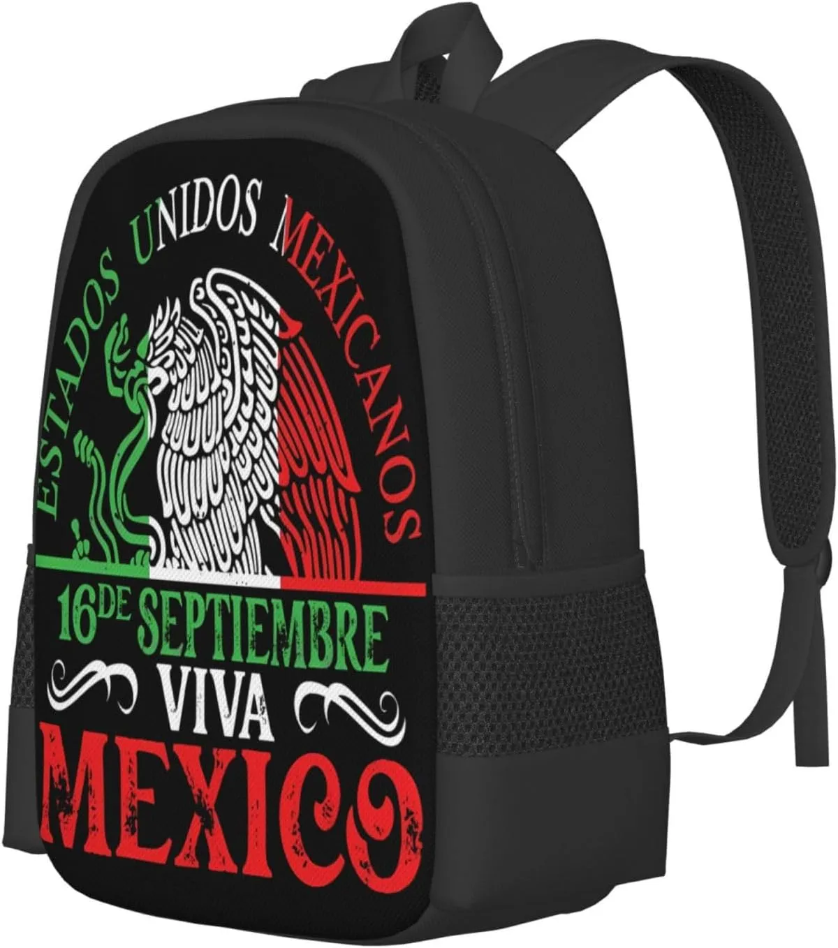 Mexico Pride Independence Day Casual Backpacks Large Capacity Backpack Laptop Rucksack Sport Daypack Commuter Bags with Adjustable Strap for Traveling Camping