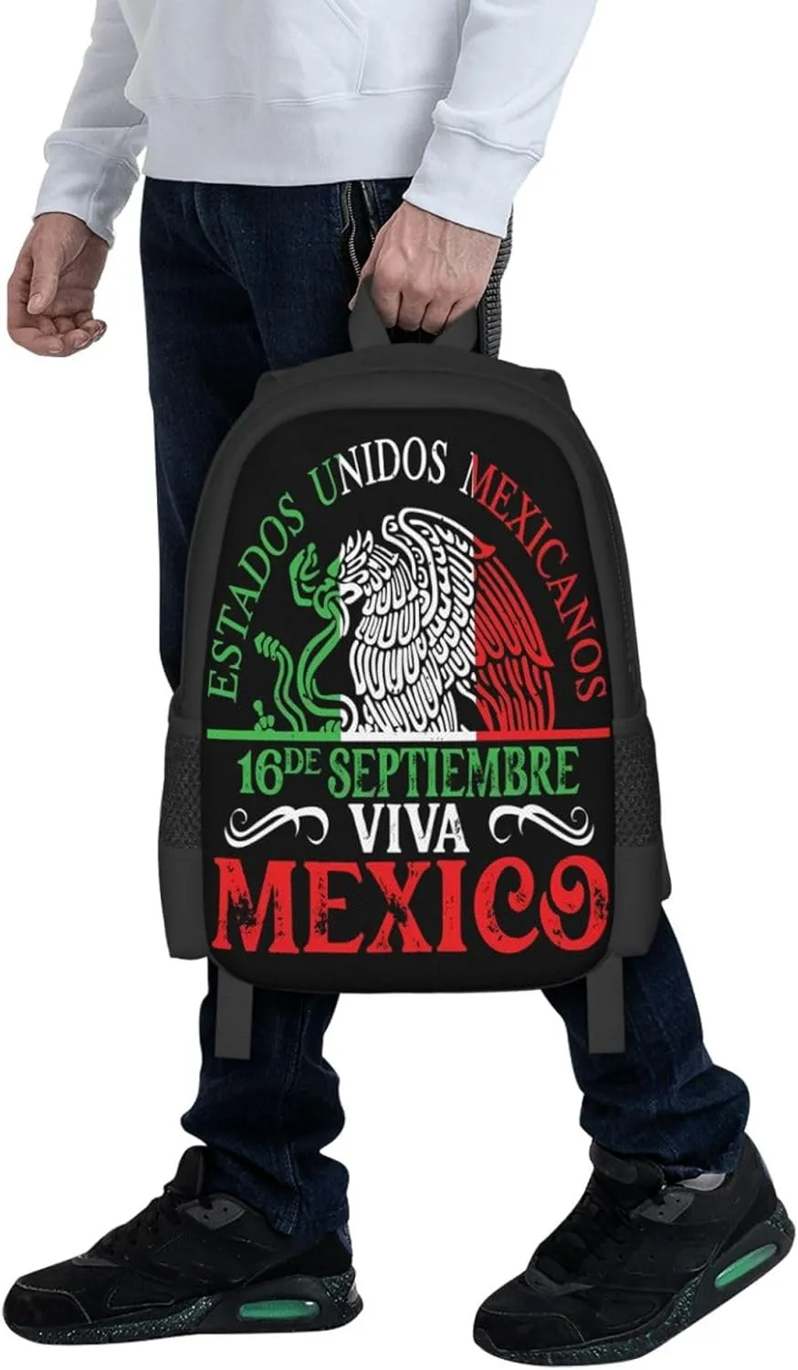Mexico Pride Independence Day Casual Backpacks Large Capacity Backpack Laptop Rucksack Sport Daypack Commuter Bags with Adjustable Strap for Traveling Camping