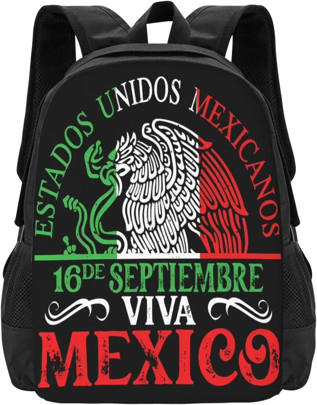 Mexico Pride Independence Day Casual Backpacks Large Capacity Backpack Laptop Rucksack Sport Daypack Commuter Bags with Adjustable Strap for Traveling Camping