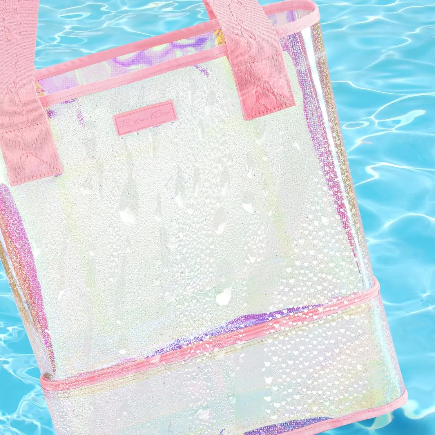 Milan Chiva Large Beach Tote Bag for Women Waterproof Sandproof Iridescent Clear Tote