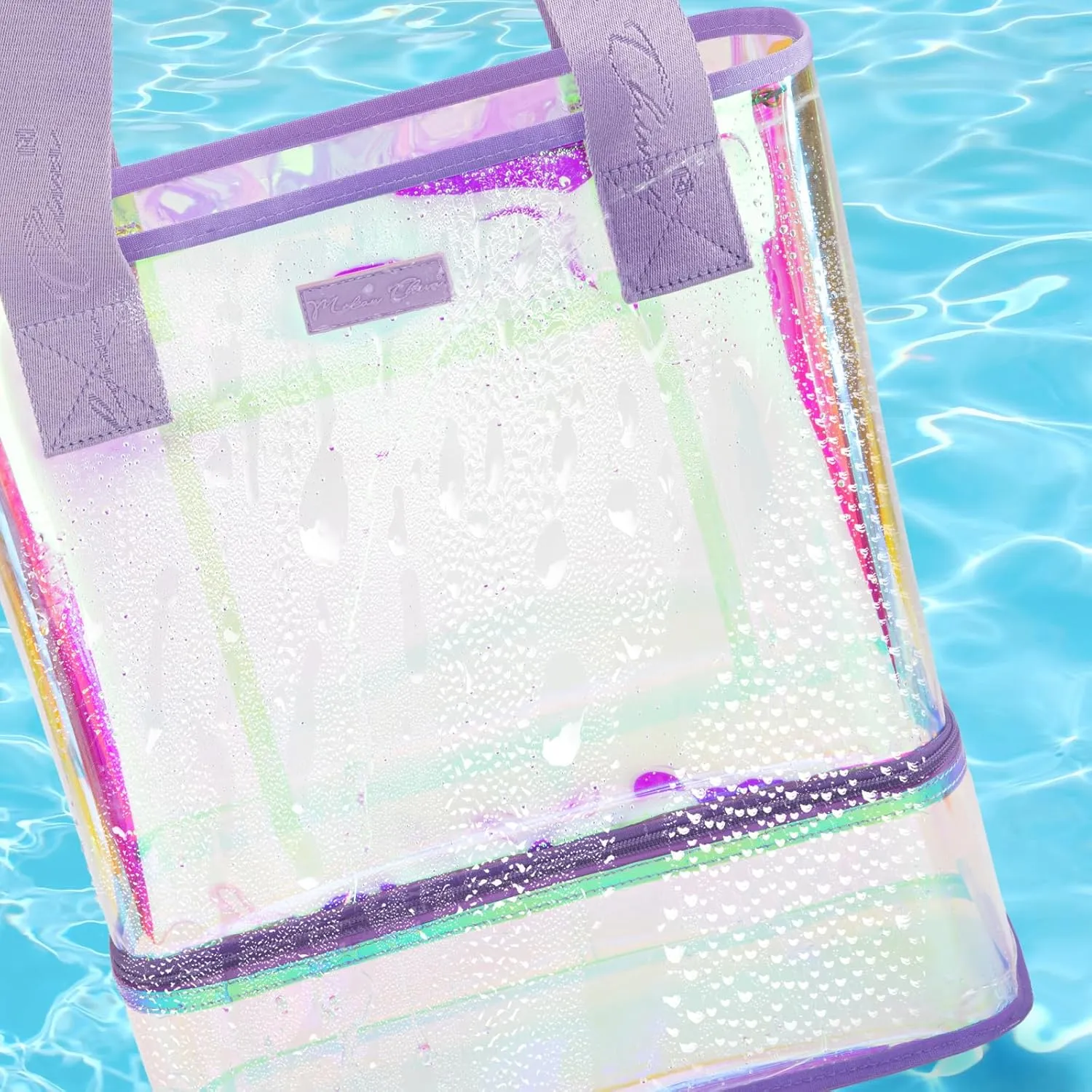 Milan Chiva Large Beach Tote Bag for Women Waterproof Sandproof Iridescent Clear Tote