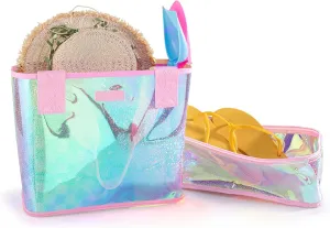 Milan Chiva Large Beach Tote Bag for Women Waterproof Sandproof Iridescent Clear Tote
