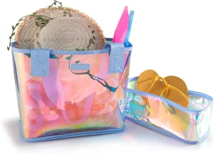 Milan Chiva Large Beach Tote Bag for Women Waterproof Sandproof Iridescent Clear Tote