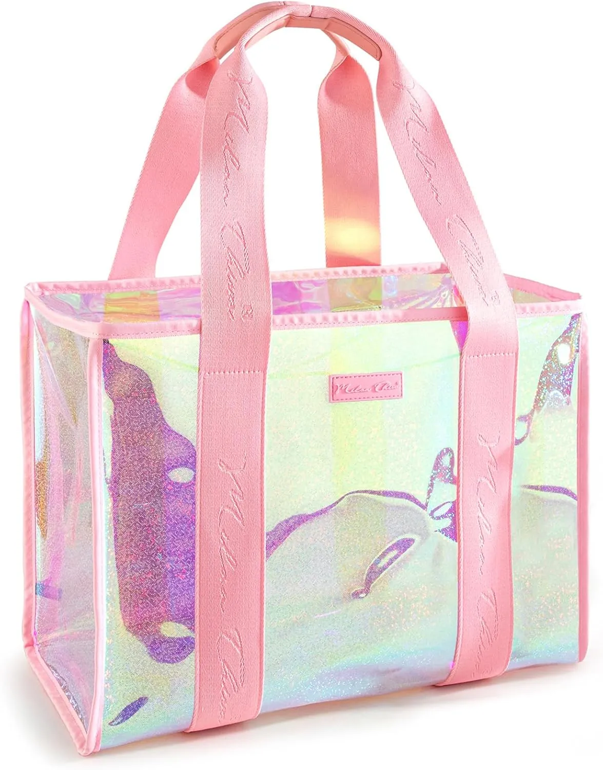 Milan Chiva Large Beach Tote Bag for Women Waterproof Sandproof Iridescent Clear Tote