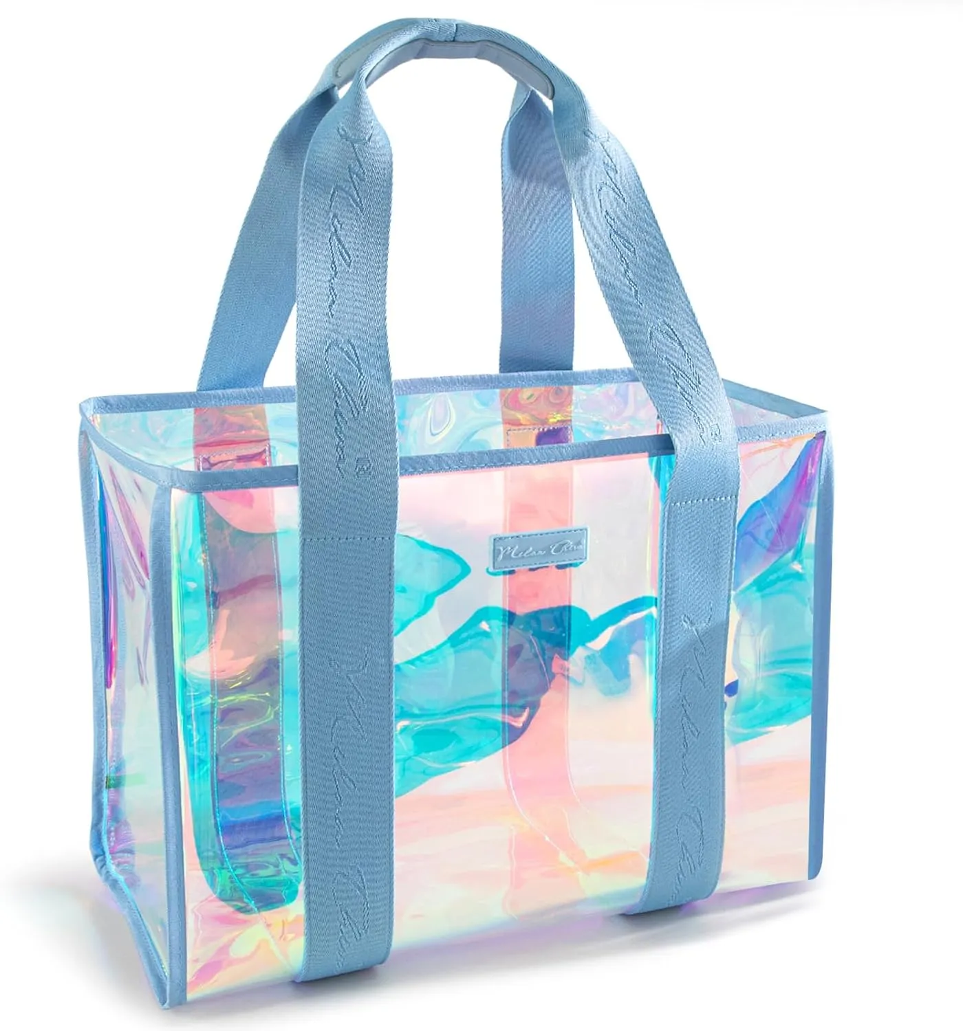 Milan Chiva Large Beach Tote Bag for Women Waterproof Sandproof Iridescent Clear Tote