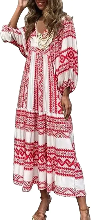 Milk Maid Dress for Women 2025 Floral Print Puff Sleeve Short Sleeve Maxi Dress with Elastic Waist Summer Casual Outfit