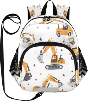 Mini Backpack Child Backpacks Toddler Backpack Travel Bag Yellow Excavating Machinery for Kindergarten Elementary Boys Girls