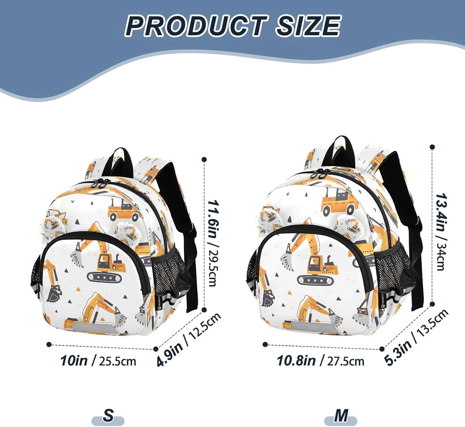 Mini Backpack Child Backpacks Toddler Backpack Travel Bag Yellow Excavating Machinery for Kindergarten Elementary Boys Girls