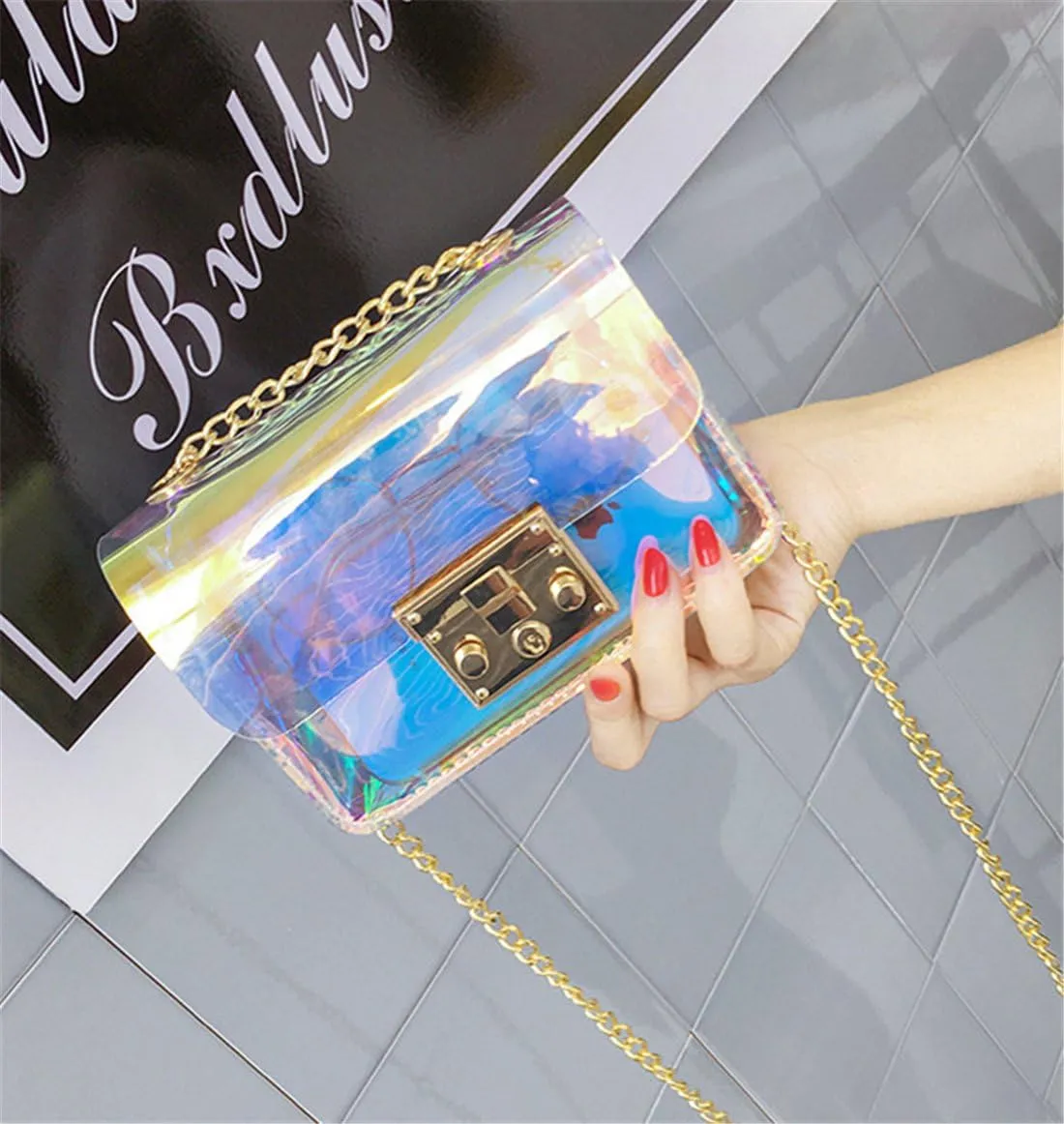 Mini Hologram Clear Cross Body Purse Shoulder Bag Handbag for Women