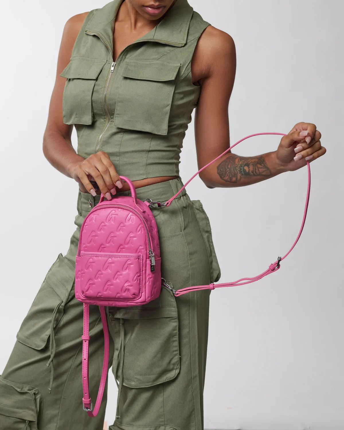 MINI MONOGRAM BACKPACK - HOT PINK