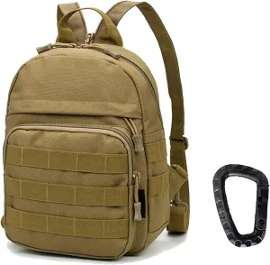 Mini Tactical Backpack, 6L Small Sling Backpacks Shoulder Bag For Running Travel Daypack with Carabiner For Men Women