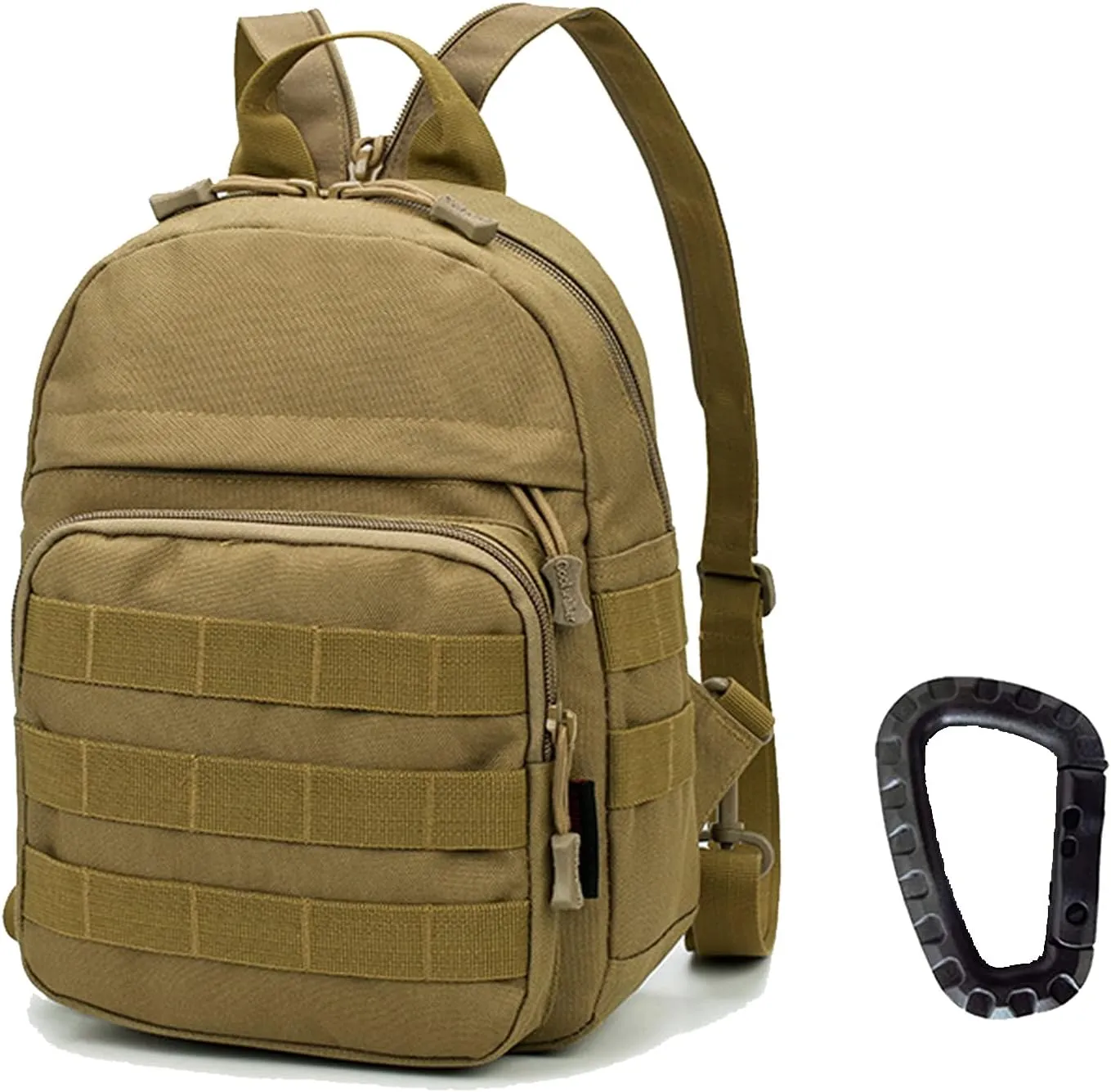 Mini Tactical Backpack, 6L Small Sling Backpacks Shoulder Bag For Running Travel Daypack with Carabiner For Men Women