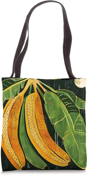 Minimalistic Moon Botanical Banana Tote Bag