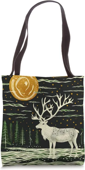 Minimalistic Moon Botanical Caribou Tote Bag