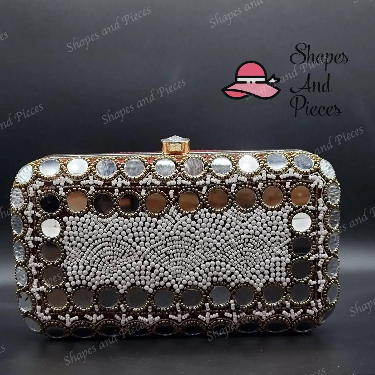 Mirror Border Clutch Bag