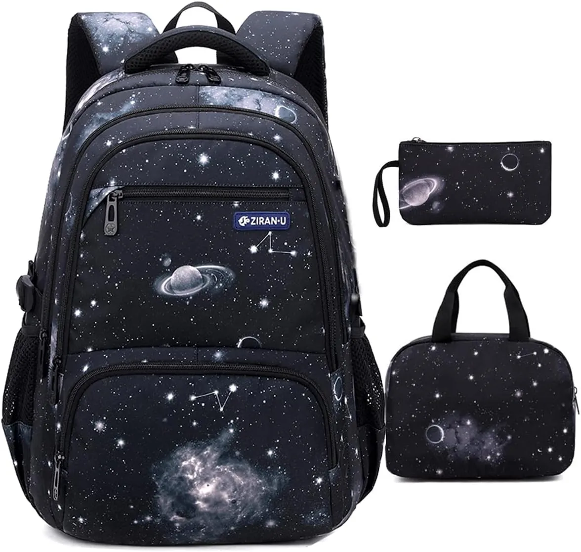 MITOWERMI Boys Backpacks for Primary Junior School Kids Backpack with Lunch Box Galaxy Space Bookbags for Boys Girls