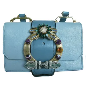Miu Miu Miu shoulder bag leather bejeweled blue multicolor gold ladies s0431k