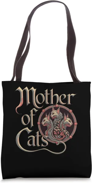 Mother of Cats Floral Fantasy Design Tote Bag