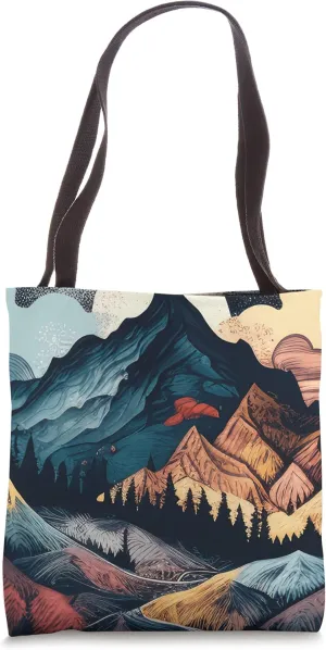 Mountain Boho Flower Floral Sunset Moon Night Western Chic Tote Bag