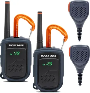 Mountain Radio with Waterproof Handmic, Long Range Walkie Talkie, FRS Handheld Radio, 4 Day Battery Life, Max Durability, 2 Pack
