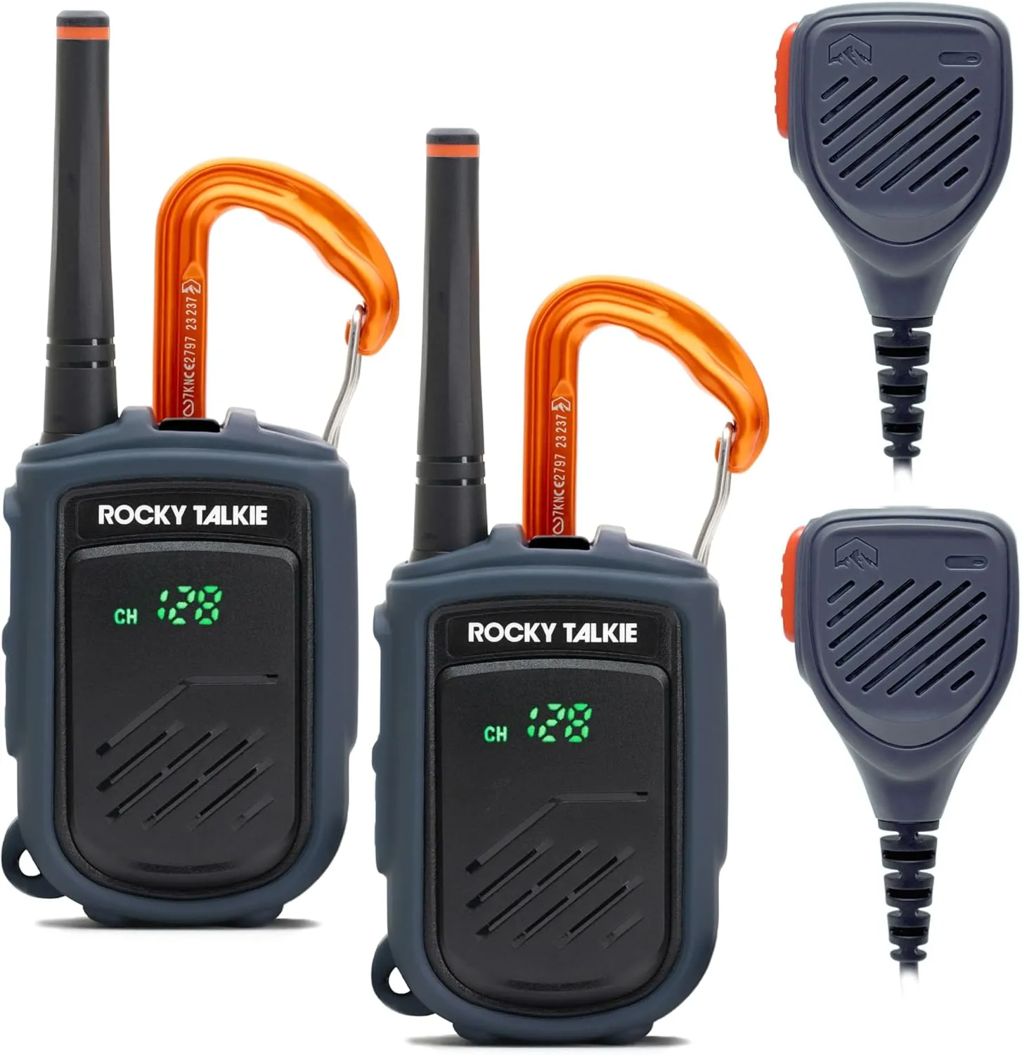 Mountain Radio with Waterproof Handmic, Long Range Walkie Talkie, FRS Handheld Radio, 4 Day Battery Life, Max Durability, 2 Pack
