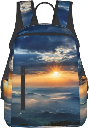 Mountain Valley with Rainbow Print Backpack for Women For Travel Outdoor Sports Office Lightweight leisure backpack
